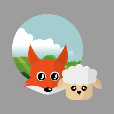 Hayvan yüz tasarım. çizgi film simgesi. vektör çizim