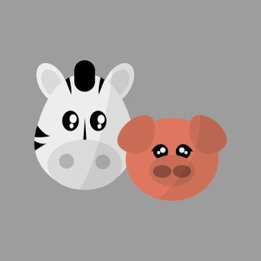 Hayvan yüz tasarım. çizgi film simgesi. vektör çizim