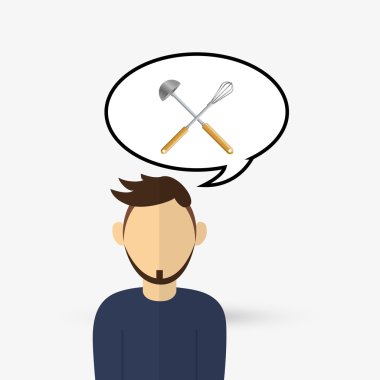 Mutfak tasarımı. Malzemeleri simgesi. Beyaz arka plan, vektör çizim