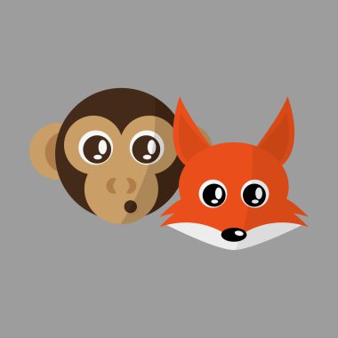 Hayvan yüz tasarım. çizgi film simgesi. vektör çizim