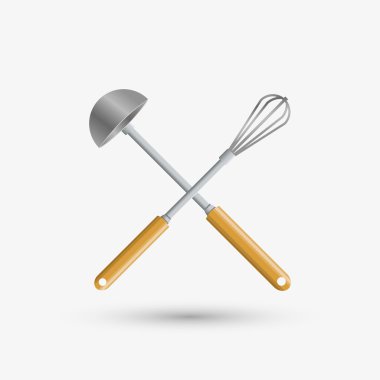 Mutfak tasarımı. Malzemeleri simgesi. Beyaz arka plan, vektör çizim