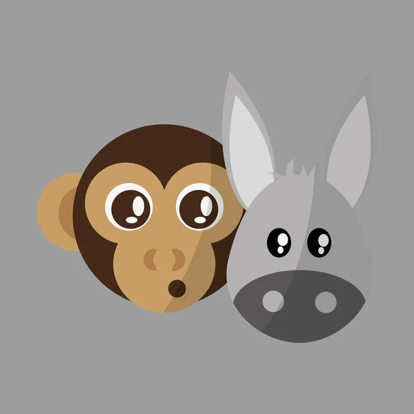 Diseño de cara animal. icono de dibujos animados. ilustración vectorial — Vector de stock