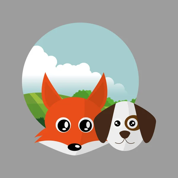 Diseño de cara animal. icono de dibujos animados. ilustración vectorial — Vector de stock