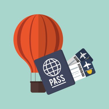 Tasarım seyahat. Tatil kavramı. Renkli resimde