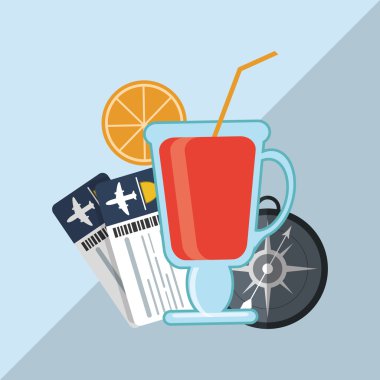 Tasarım seyahat. Tatil kavramı. Renkli resimde