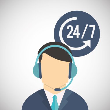 Merkezi tasarım ara. Müşteri Servisi simgesini. Düz illüstrasyon