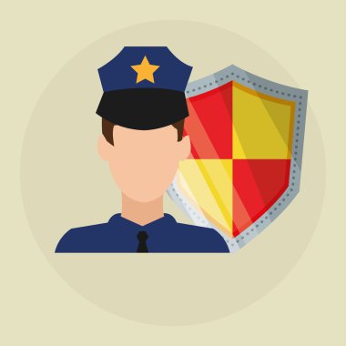 Güvenlik tasarımı. Koruma simgesi. Renkli resimde