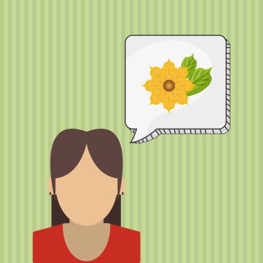 Çiçek kavramı. Kadın simgesi. Colorfiul illüstrasyon