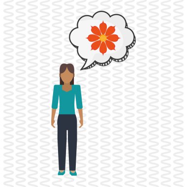 Çiçek kavramı. Kadın simgesi. Colorfiul illüstrasyon