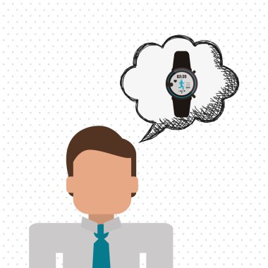 Giyilebilir teknoloji tasarım. kablosuz simgesi. Düz illüstrasyon