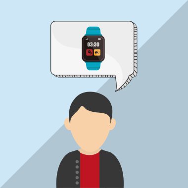 Giyilebilir teknoloji tasarım. kablosuz simgesi. Düz illüstrasyon