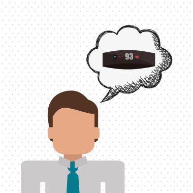 Giyilebilir teknoloji tasarım. kablosuz simgesi. Düz illüstrasyon