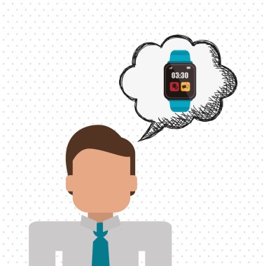 Giyilebilir teknoloji tasarım. kablosuz simgesi. Düz illüstrasyon