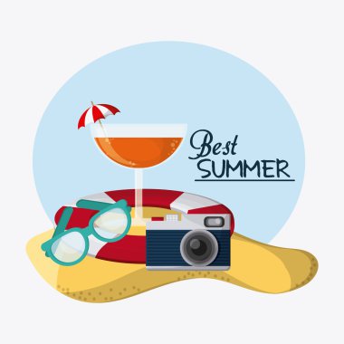 Yaz tasarım. Tatil simgesi. Renkli resimde