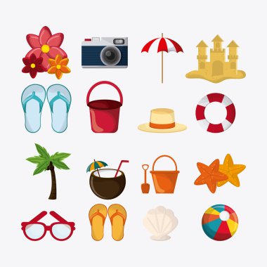 Yaz tasarım. Tatil simgesi. Renkli resimde