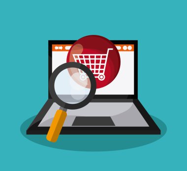 Online tasarım arama. dijital pazarlama. renkli illustratio