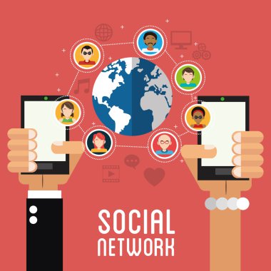 Sosyal Medya tasarım. Gadget'ı simgesi. Multimedya illüstrasyon