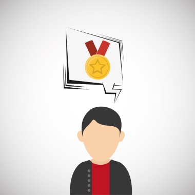 Kazanan tasarım. Başarı kavramı. Düz illüstrasyon