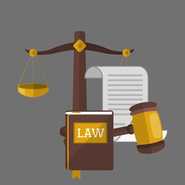 Progettazione legale. Icona della giustizia. Sfondo grigio, illustrazione vettoriale — Vettoriale Stock