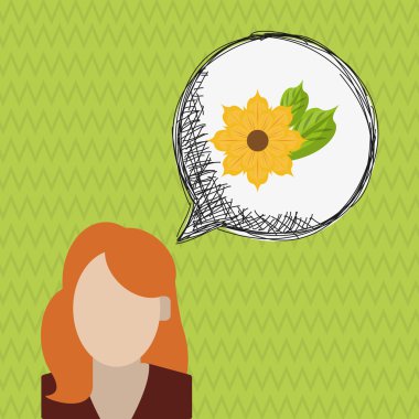 Çiçek kavramı. Kadın simgesi. Colorfiul illüstrasyon