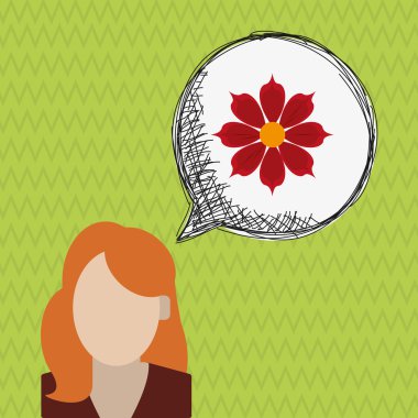 Çiçek kavramı. Kadın simgesi. Colorfiul illüstrasyon