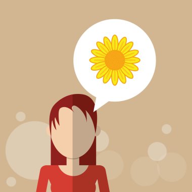 Çiçek kavramı. Kadın simgesi. Colorfiul illüstrasyon