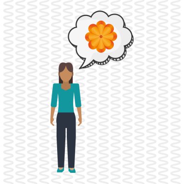 Çiçek kavramı. Kadın simgesi. Colorfiul illüstrasyon