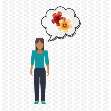 Çiçek kavramı. Kadın simgesi. Colorfiul illüstrasyon