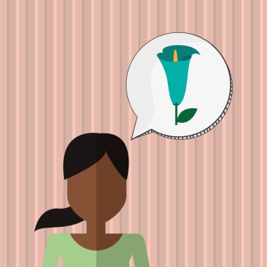 Çiçek kavramı. Kadın simgesi. Colorfiul illüstrasyon