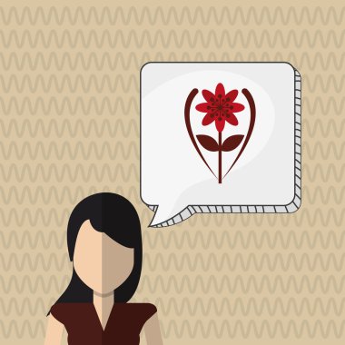 Çiçek kavramı. Kadın simgesi. Colorfiul illüstrasyon