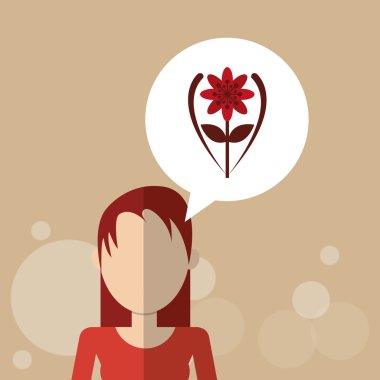 Çiçek kavramı. Kadın simgesi. Colorfiul illüstrasyon