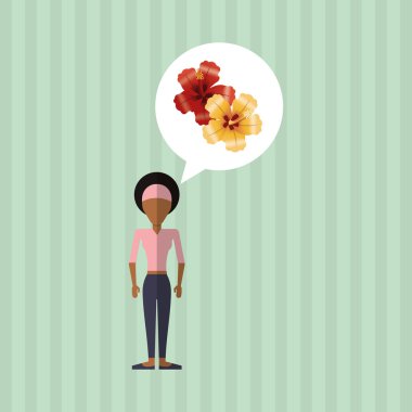 Çiçek kavramı. Kadın simgesi. Colorfiul illüstrasyon