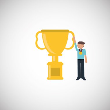 Kazanan tasarım. Başarı kavramı. Düz illüstrasyon