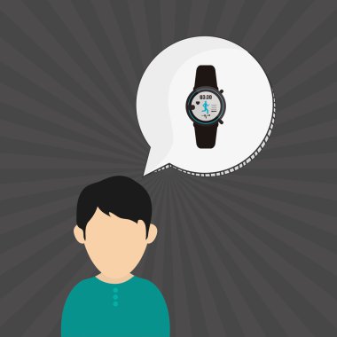 Giyilebilir teknoloji tasarım. kablosuz simgesi. Düz illüstrasyon