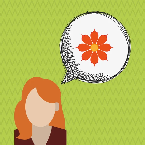 Çiçek kavramı. Kadın simgesi. Colorfiul illüstrasyon