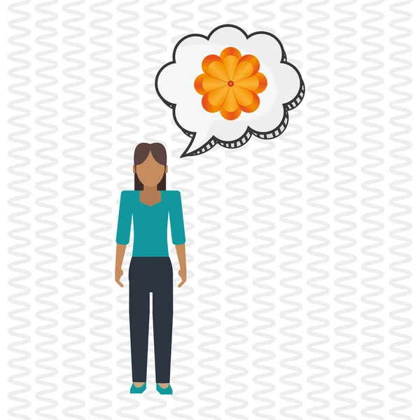 Çiçek kavramı. Kadın simgesi. Colorfiul illüstrasyon