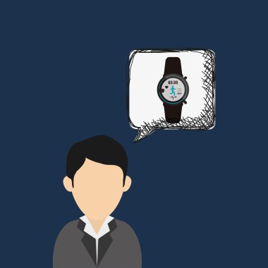 Giyilebilir teknoloji tasarım. kablosuz simgesi. Düz illüstrasyon