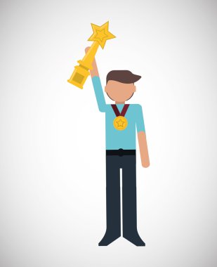 Kazanan tasarım. Başarı kavramı. Düz illüstrasyon