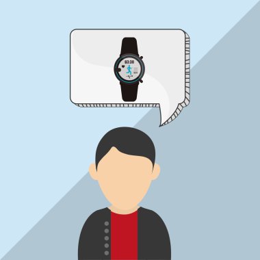 Giyilebilir teknoloji tasarım. kablosuz simgesi. Düz illüstrasyon