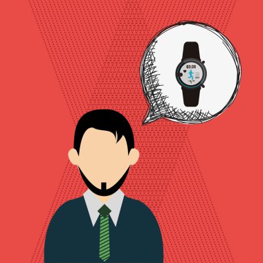 Giyilebilir teknoloji tasarım. kablosuz simgesi. Düz illüstrasyon