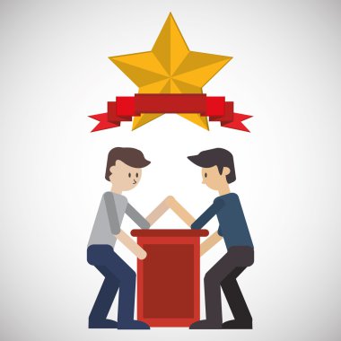 Kazanan tasarım. Başarı kavramı. Düz illüstrasyon