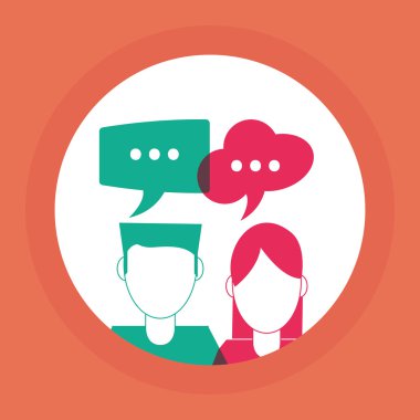 İletişim tasarımı. balonu simgesinin. Düz illüstrasyon, düzenlenebilir vektör