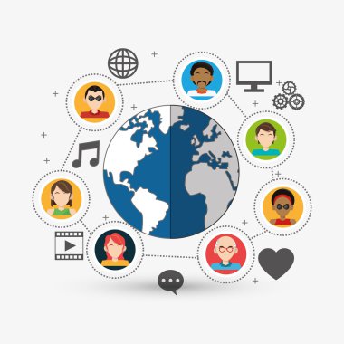 Sosyal Medya tasarım. iletişim simgesi. İzole illüstrasyon