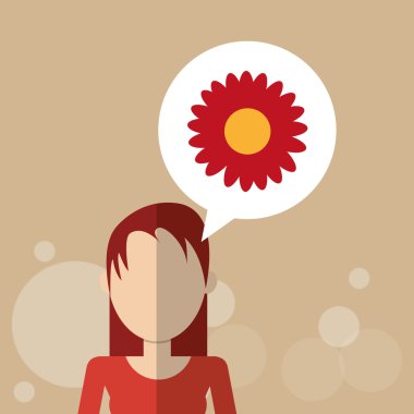 Çiçek kavramı. Kadın simgesi. Colorfiul illüstrasyon