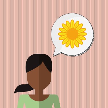 Çiçek kavramı. Kadın simgesi. Colorfiul illüstrasyon