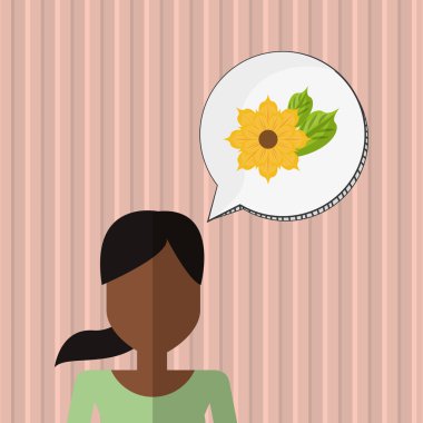 Çiçek kavramı. Kadın simgesi. Colorfiul illüstrasyon