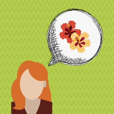 Çiçek kavramı. Kadın simgesi. Colorfiul illüstrasyon