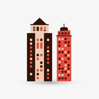 Şehir tasarım. Bina simgesi. İzole illüstrasyon, düzenlenebilir vektör