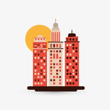 Şehir tasarım. Bina simgesi. İzole illüstrasyon, düzenlenebilir vektör