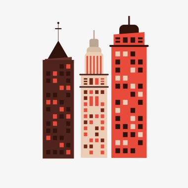 Şehir tasarım. Bina simgesi. İzole illüstrasyon, düzenlenebilir vektör